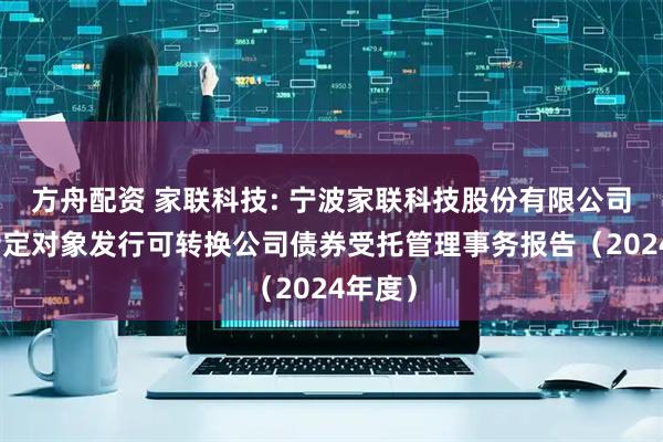 方舟配资 家联科技: 宁波家联科技股份有限公司向不特定对象发行可转换公司债券受托管理事务报告（2024年度）